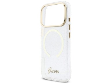 Capa Guess IML Glitters Script Strap MagSafe para iPhone 17 Pro - Transparente Capa Guess IML Glitters Script Strap MagSafe para iPhone 17 Pro - Transparente