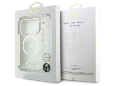 Capa Guess IML Glitters Script Strap MagSafe para iPhone 17 Pro - Transparente Capa Guess IML Glitters Script Strap MagSafe para iPhone 17 Pro - Transparente