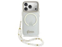 Capa Guess IML Glitters Script Strap MagSafe para iPhone 17 Pro - Transparente
