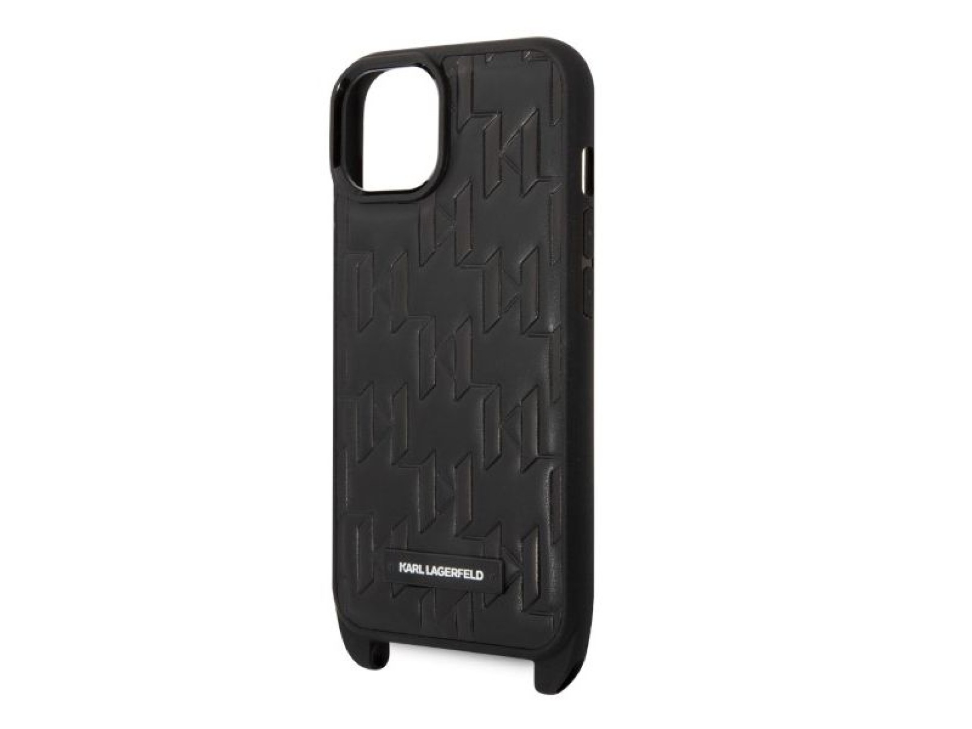 Funda con correa y placa con el logotipo de Karl Lagerfeld para iPhone 14 / 15 / 13 de 6,1