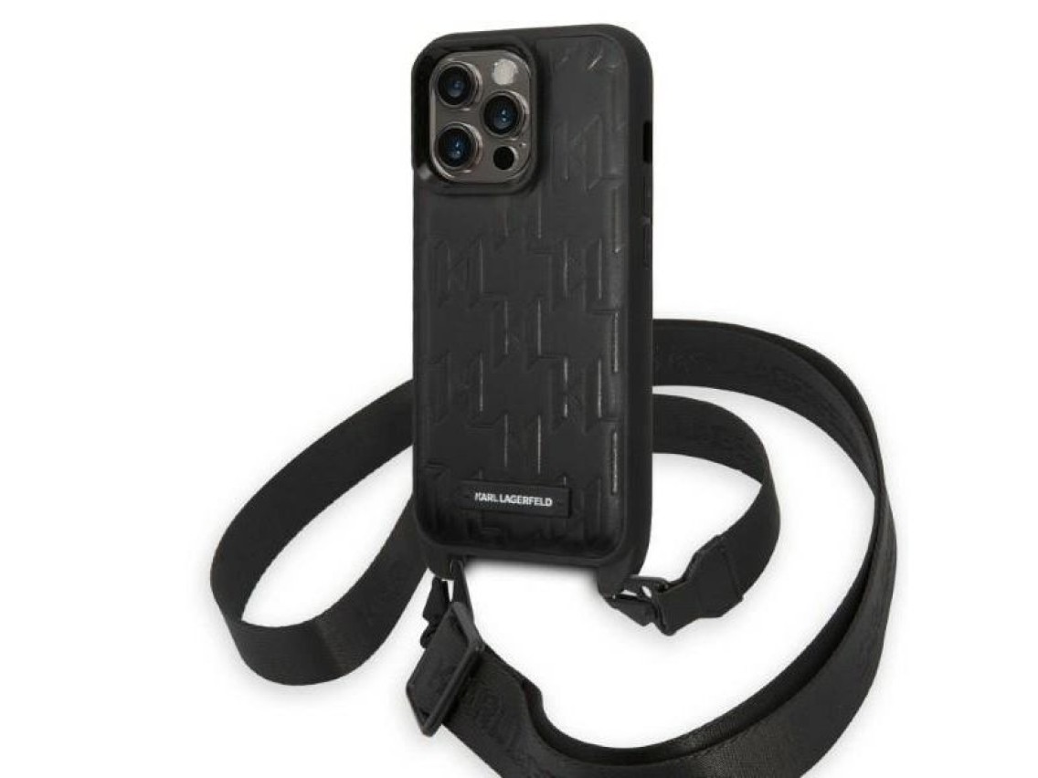Karl Lagerfeld KLHCP14LSTMMK iPhone 14 Pro 6.1" estuche r�gido negro/negro Placa con logotipo Monogr