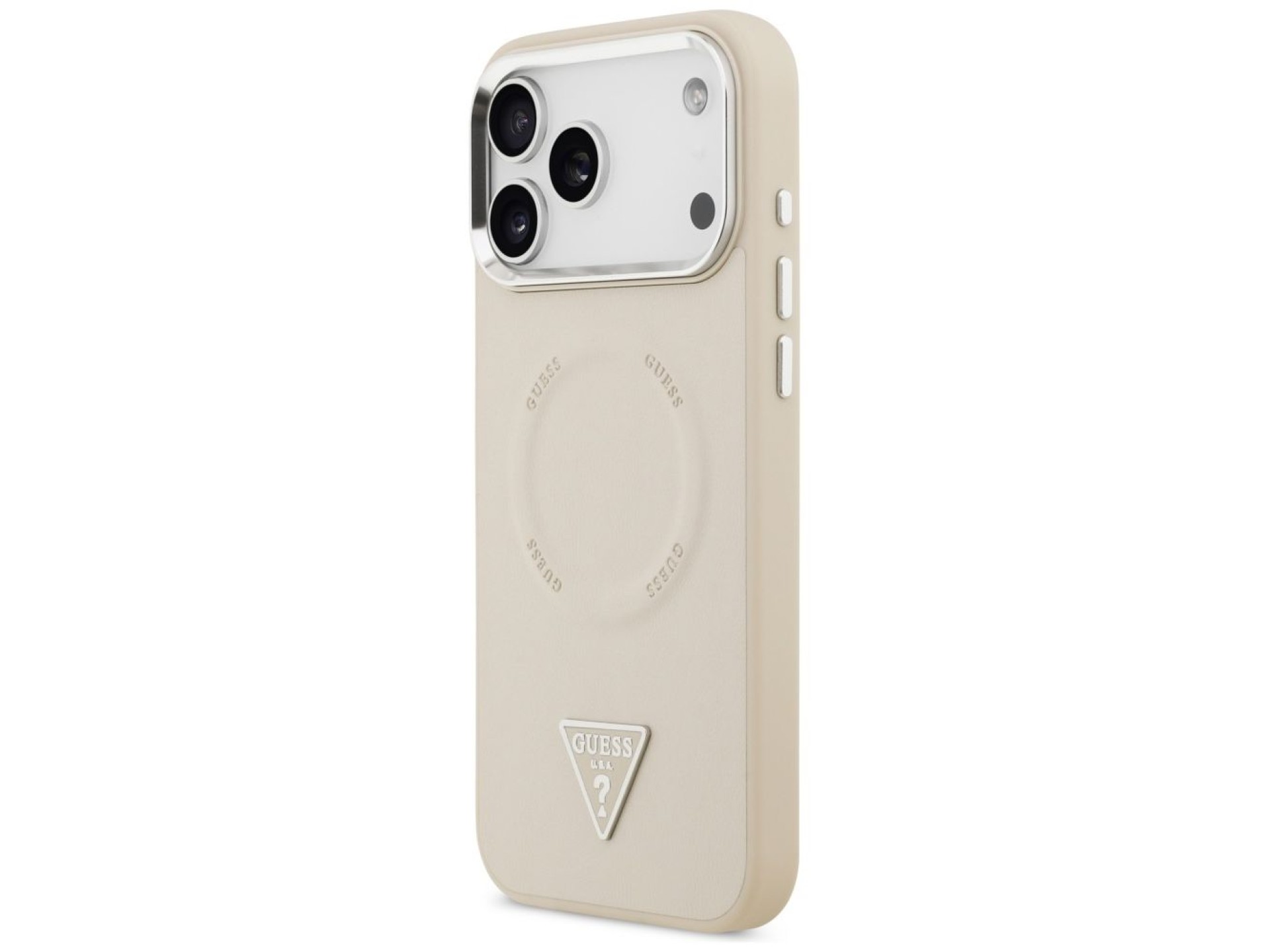 Capa MagSafe com Logo Triangular da Guess para iPhone 17 Pro - Bege