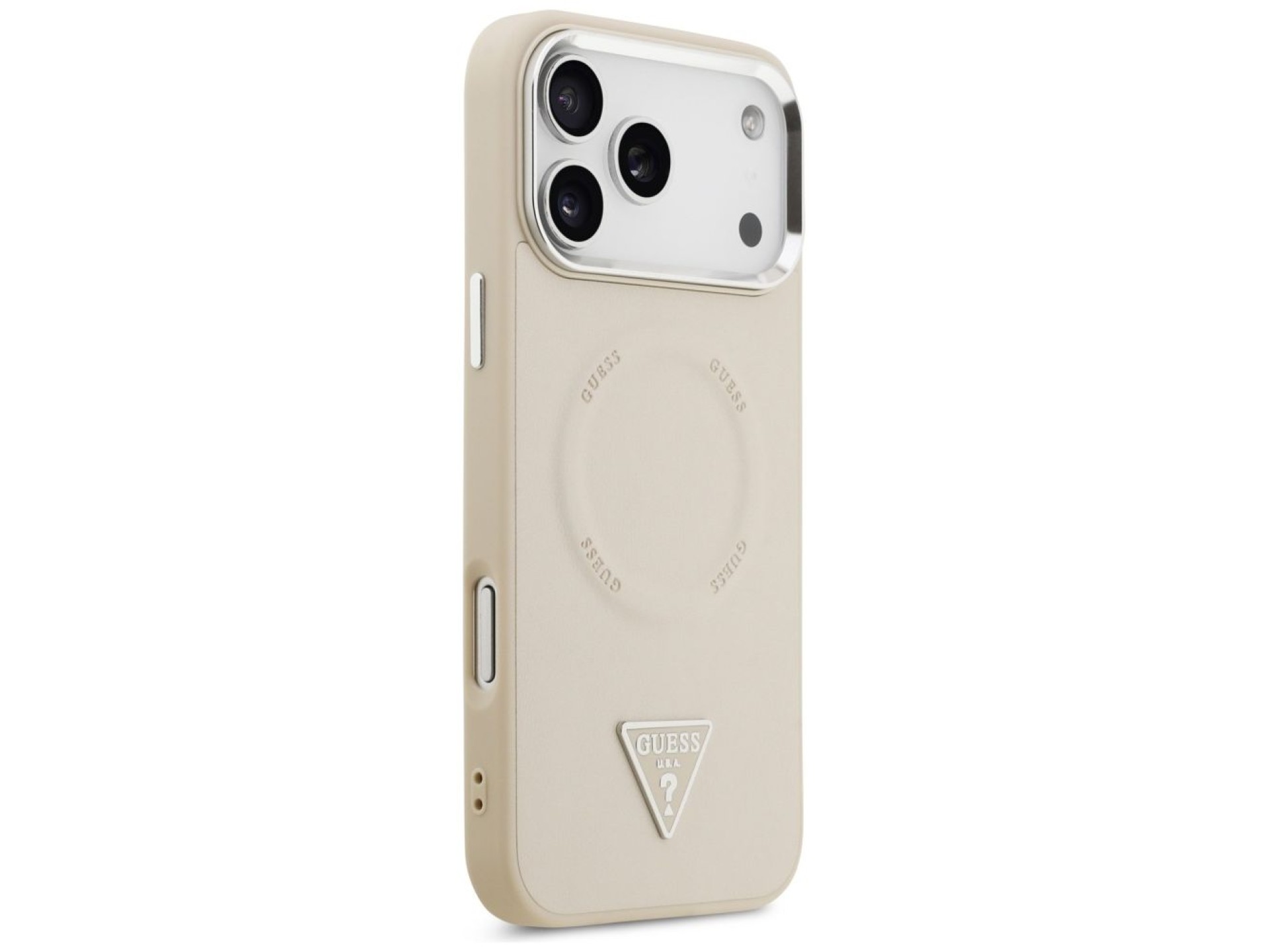Capa MagSafe com Logo Triangular da Guess para iPhone 17 Pro - Bege