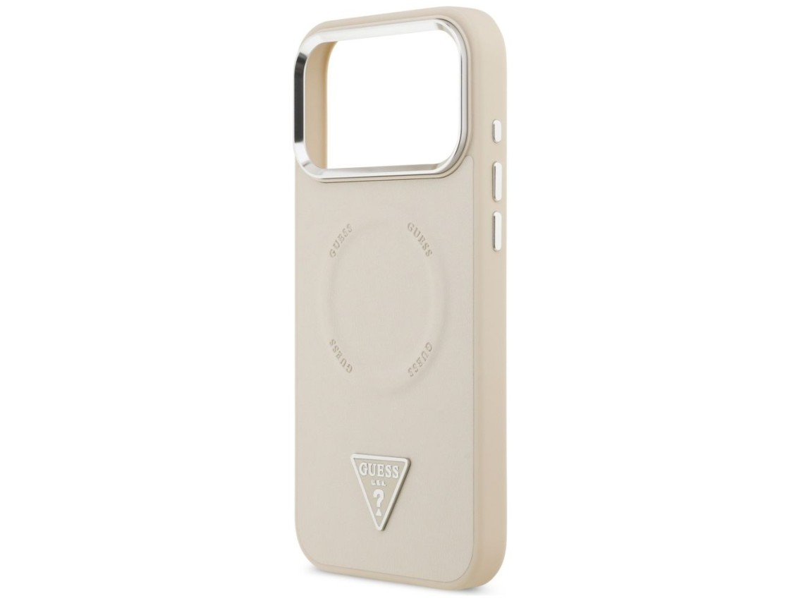 Capa MagSafe com Logo Triangular da Guess para iPhone 17 Pro - Bege