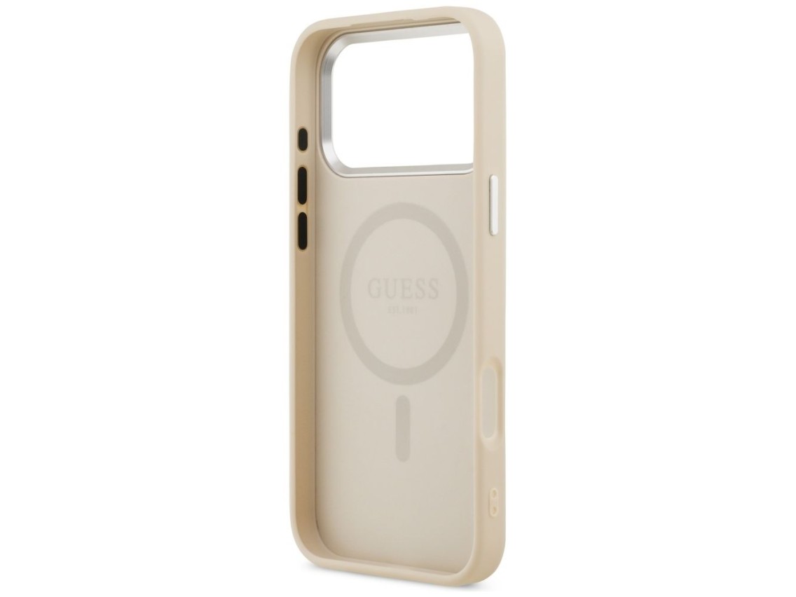 Capa MagSafe com Logo Triangular da Guess para iPhone 17 Pro - Bege