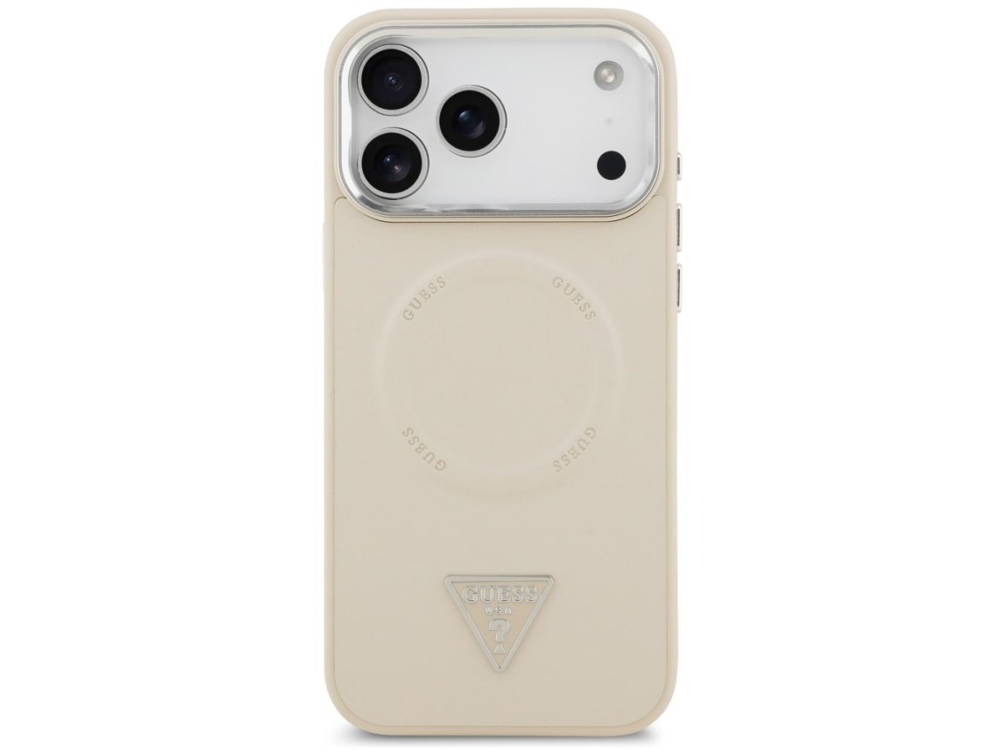 Capa MagSafe com Logo Triangular da Guess para iPhone 17 Pro - Bege