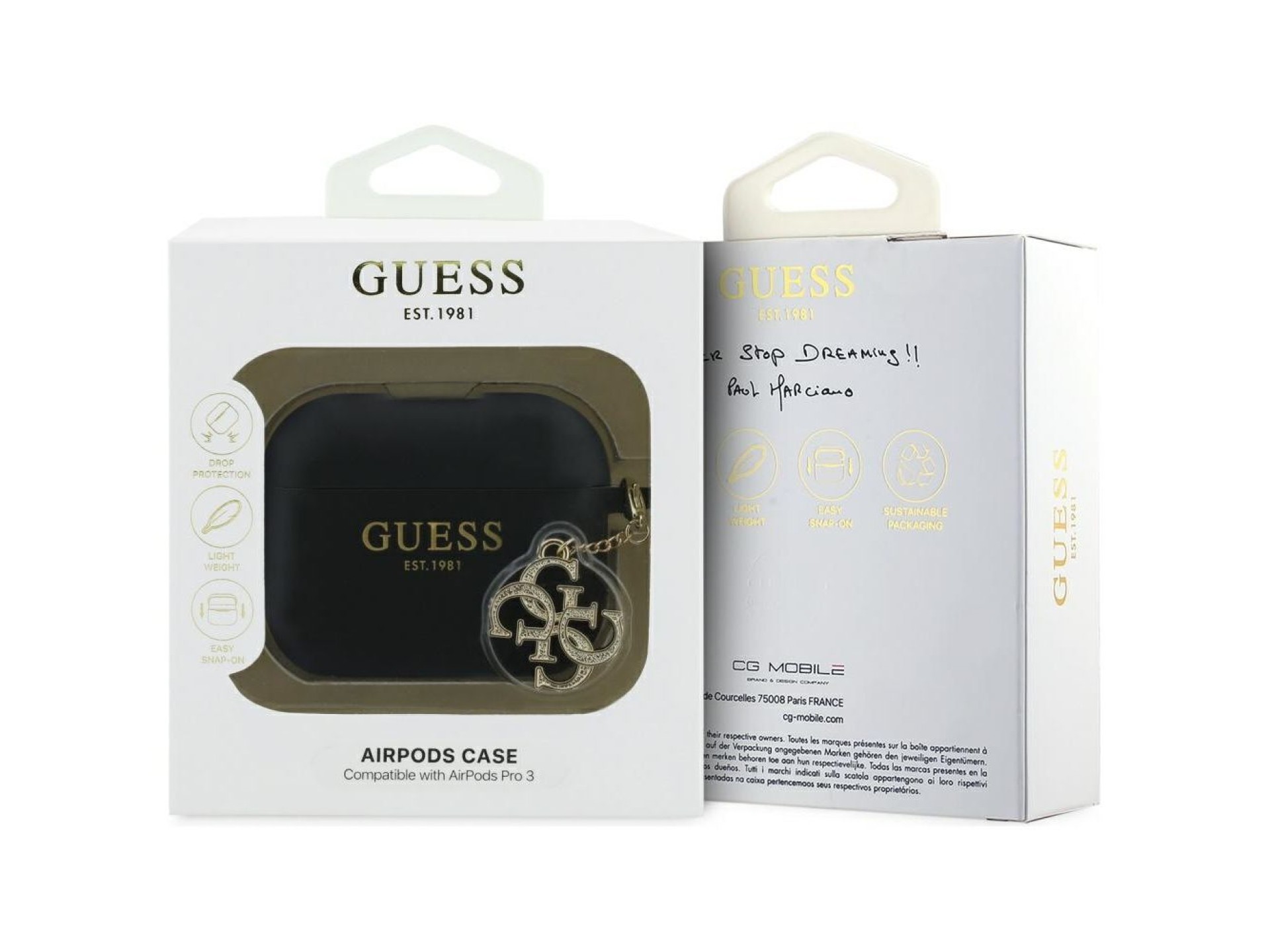 Capa de silicone Guess 4G Charm para AirPods Pro 3 - Preta