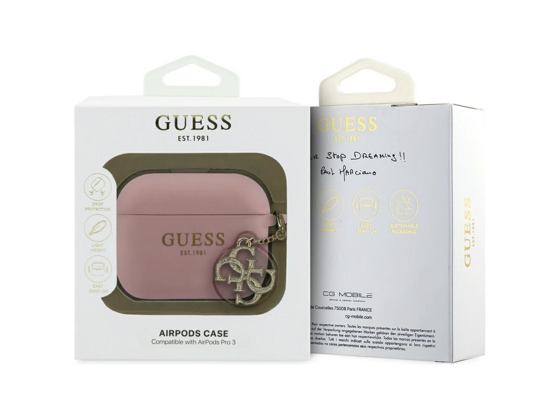 Capa de silicone Guess 4G Charm para AirPods Pro 3 rosa