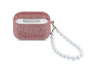 Capa com alça de pérolas brilhantes da Guess para AirPods Pro 3 - Rosa Capa com alça de pérolas brilhantes da Guess para AirPods Pro 3 - Rosa