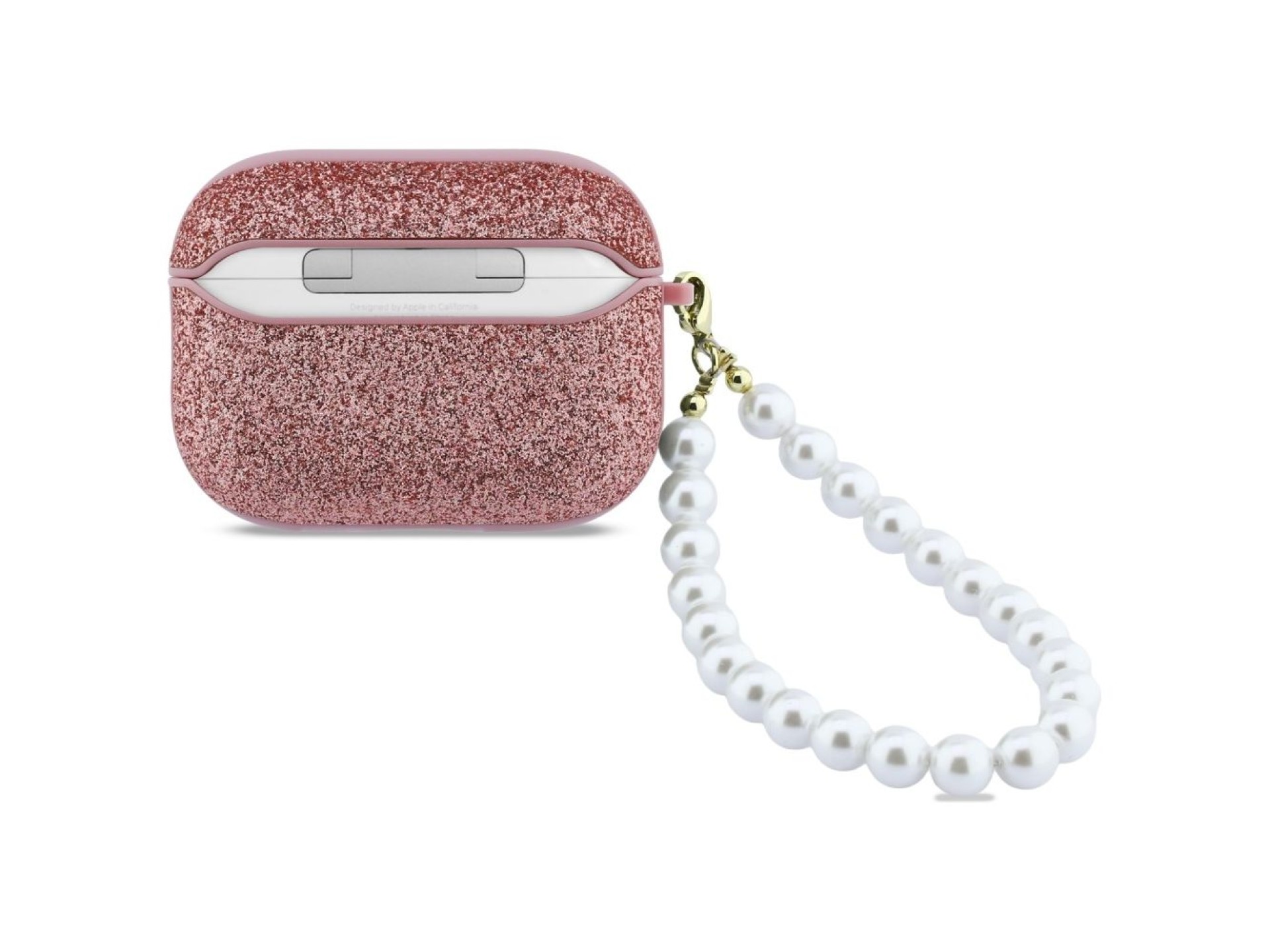 Capa com alça de pérolas brilhantes da Guess para AirPods Pro 3 - Rosa