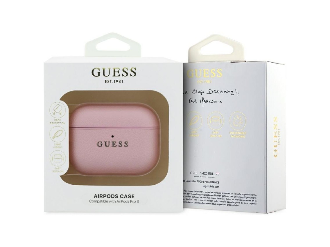 Guess Grained Classic Logo Case for AirPods Pro 3 - Pink