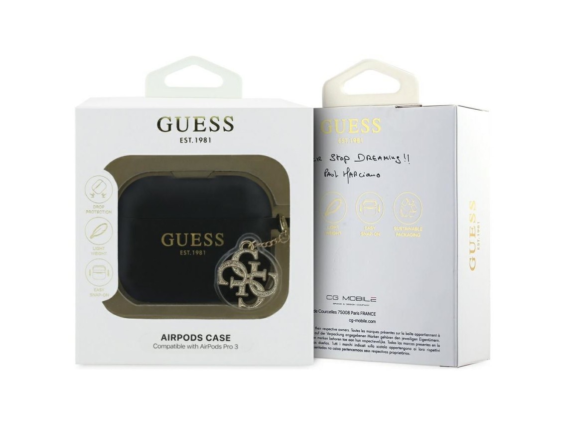 Capa de silicone Guess 4G Charm para AirPods Pro 3 - Preta