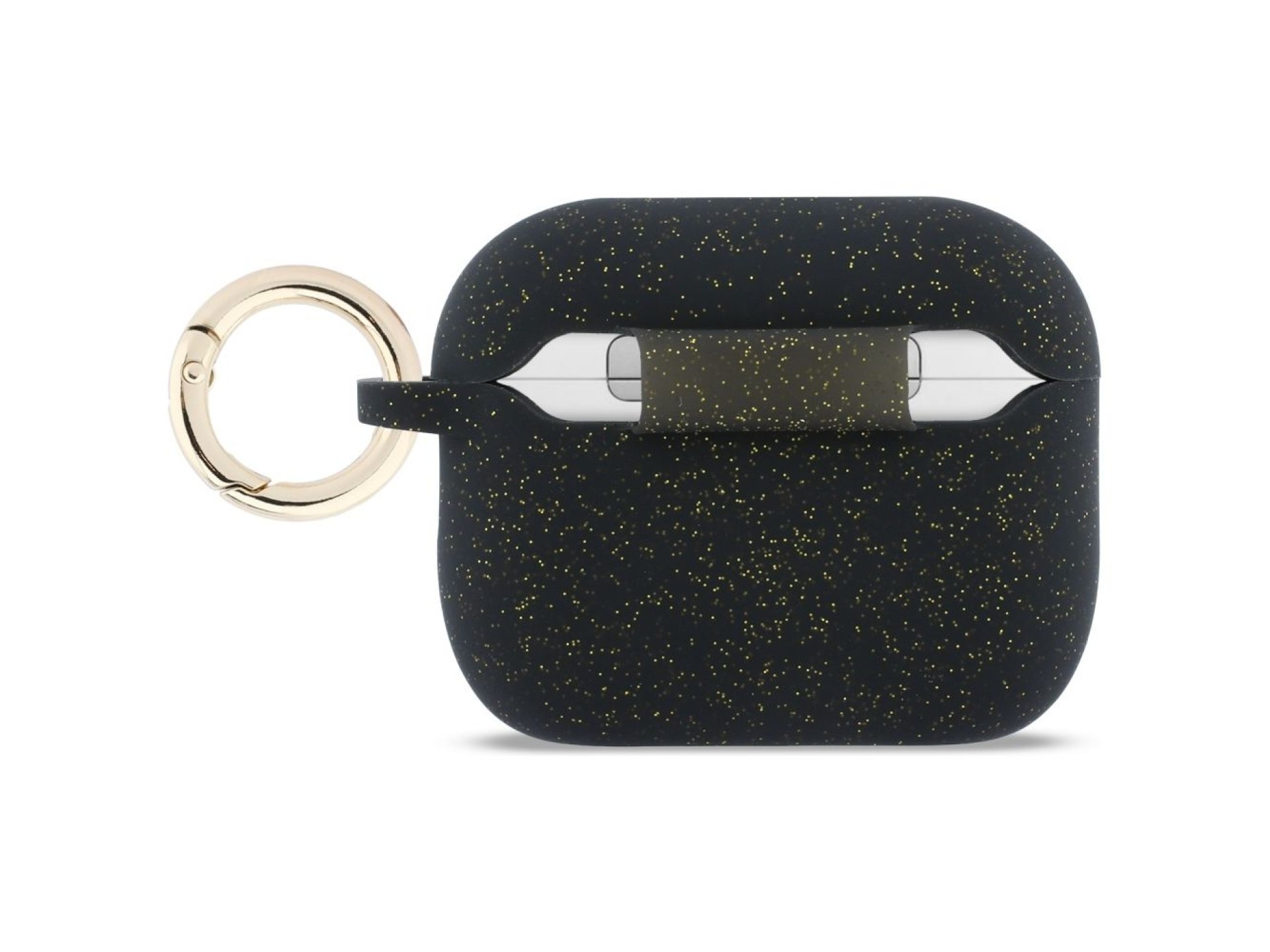 Funda de silicona con purpurina y anillo de Guess para AirPods Pro 3 - Negra