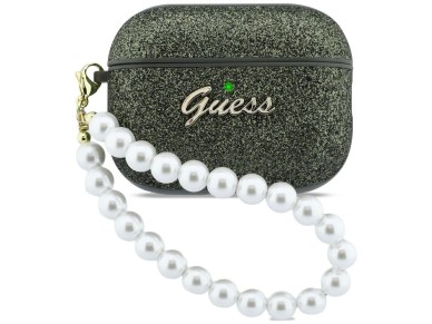 Funda Guess Glitter Pearl con correa para AirPods Pro 3 - Negra y brillante Funda Guess Glitter Pearl con correa para AirPods Pro 3 - Negra y brillante