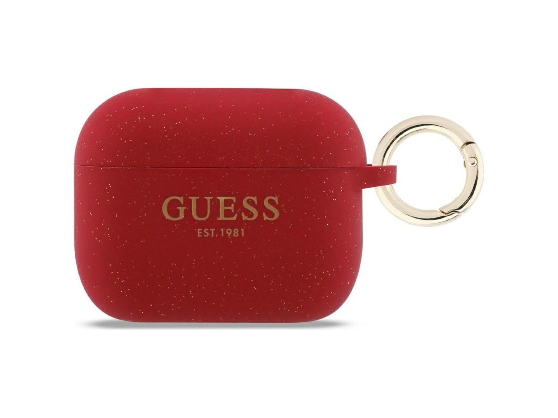 Guess Silicone Glitter Ring Case for AirPods Pro 3 - Red and Glitter