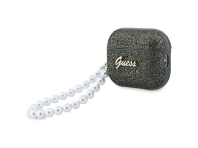 Funda Guess Glitter Pearl con correa para AirPods Pro 3 - Negra y brillante Funda Guess Glitter Pearl con correa para AirPods Pro 3 - Negra y brillante