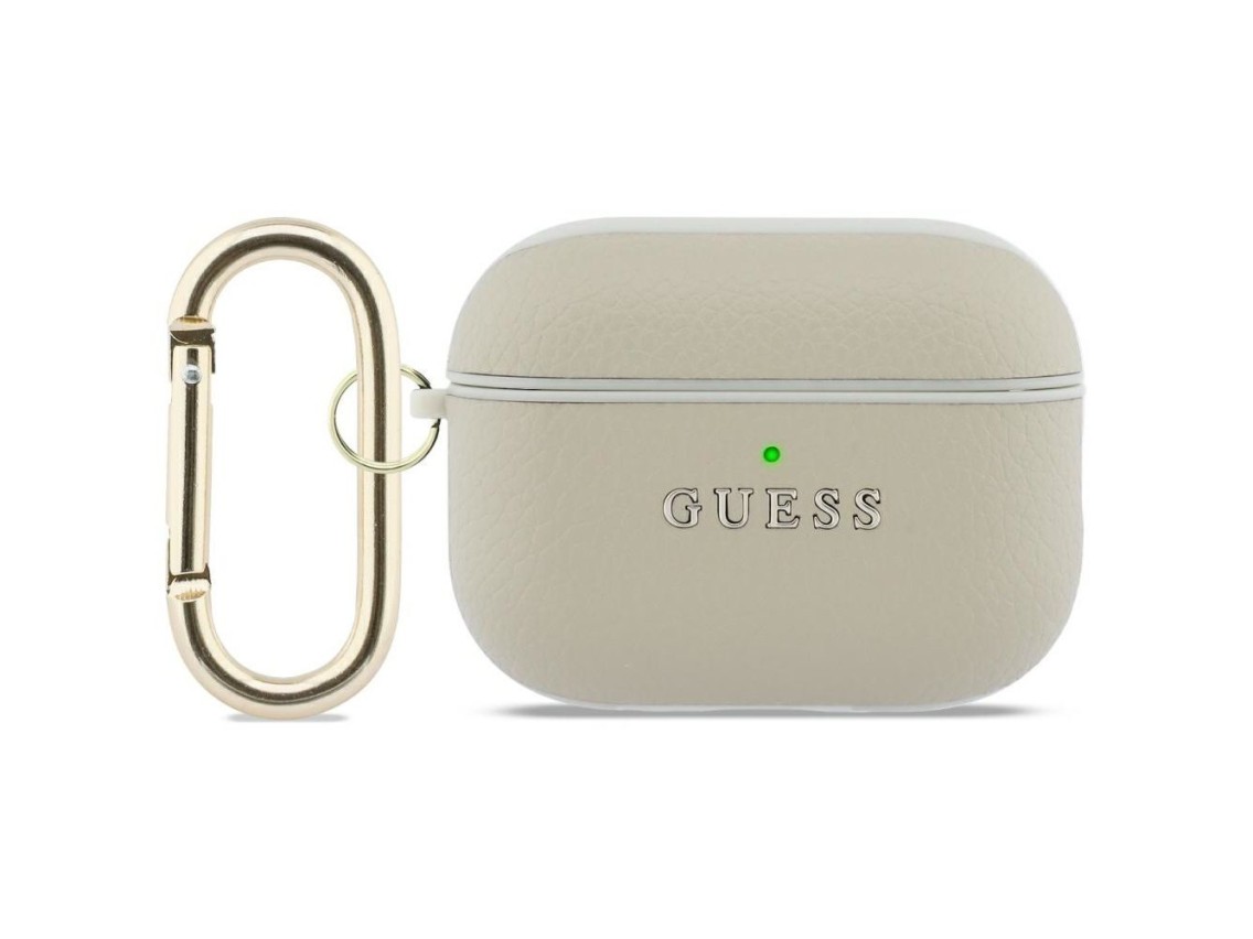 Capa Guess Granulada com Logo Clássico e Gancho para AirPods Pro 3 - dourada