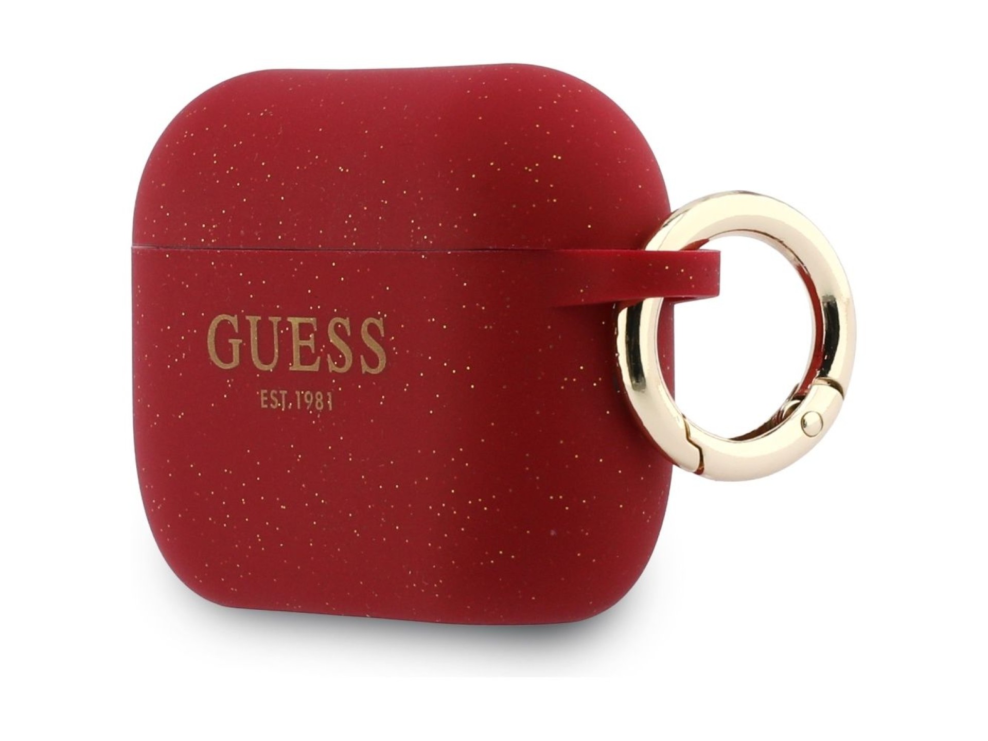 Guess Silicone Glitter Ring Case for AirPods Pro 3 - Red and Glitter
