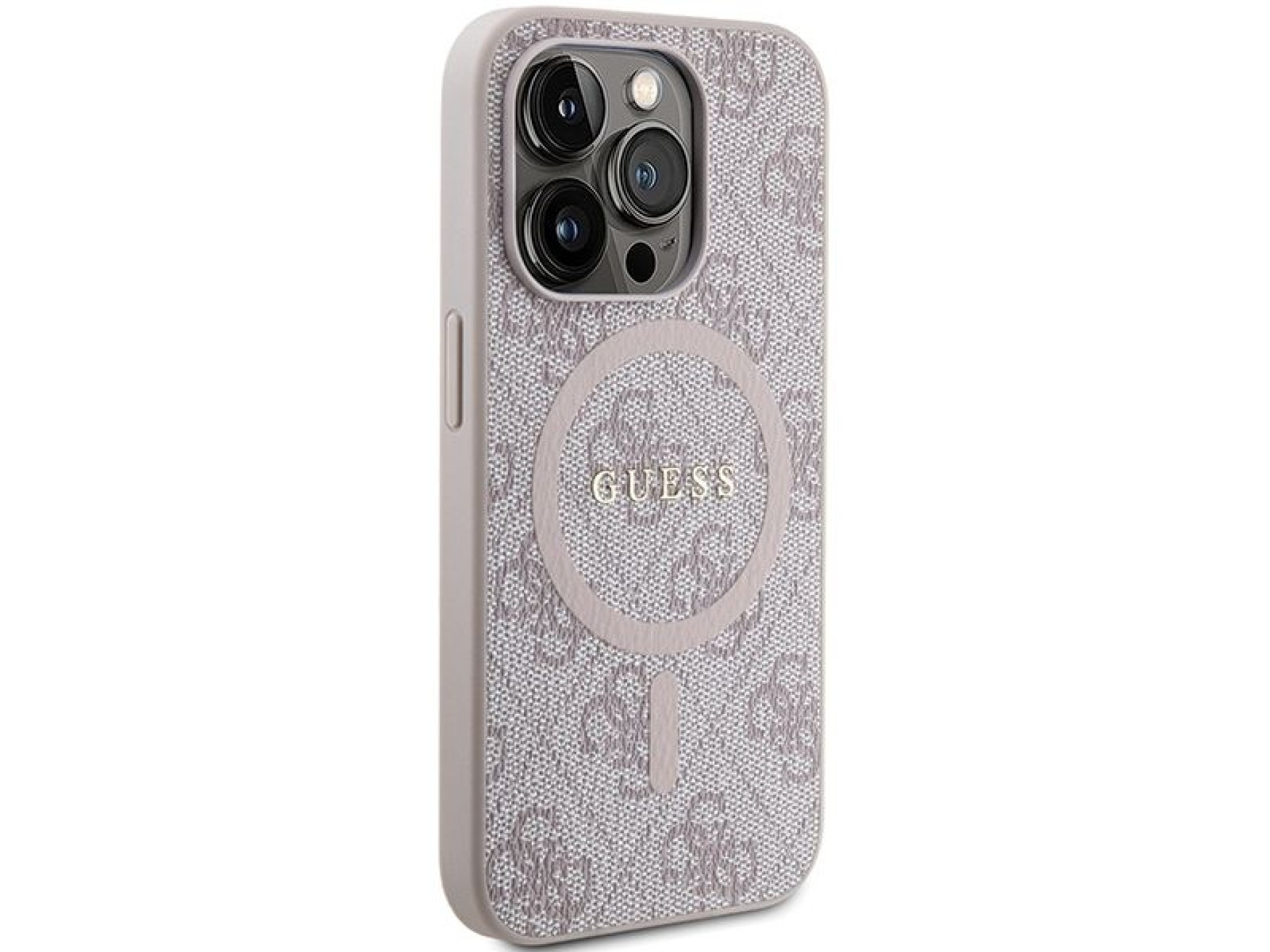 Guess 4G Collection Leather Metal Logo MagSafe Case for iPhone 15 Pro Max - Pink
