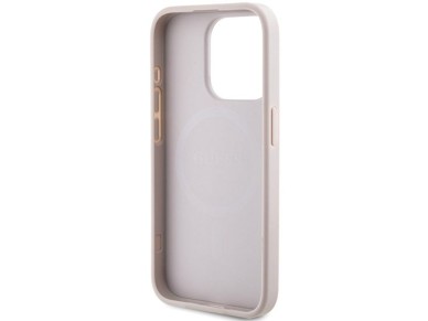 Capa Guess 4G Collection em couro com logo met�lico e MagSafe para iPhone 15 Pro Max - Rosa