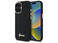 Guess Silicone Script Metal Logo & Frame Case for iPhone 16 Plus - Black Guess Silicone Script Metal Logo & Frame Case for iPhone 16 Plus - Black
