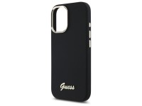 Guess Silicone Script Metal Logo & Frame Case for iPhone 16 Plus - Black Guess Silicone Script Metal Logo & Frame Case for iPhone 16 Plus - Black