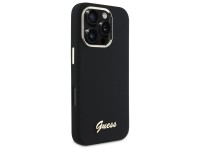 Guess Silicone Script Metal Logo & Frame Case for iPhone 16 Pro Max - Black Guess Silicone Script Metal Logo & Frame Case for iPhone 16 Pro Max - Black