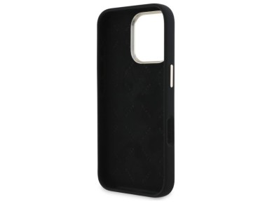 Capa Guess de silicone com logo e moldura de metal para iPhone 16 Pro Max - Preta