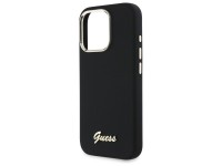Guess Silicone Script Metal Logo & Frame Case for iPhone 16 Pro Max - Black Guess Silicone Script Metal Logo & Frame Case for iPhone 16 Pro Max - Black