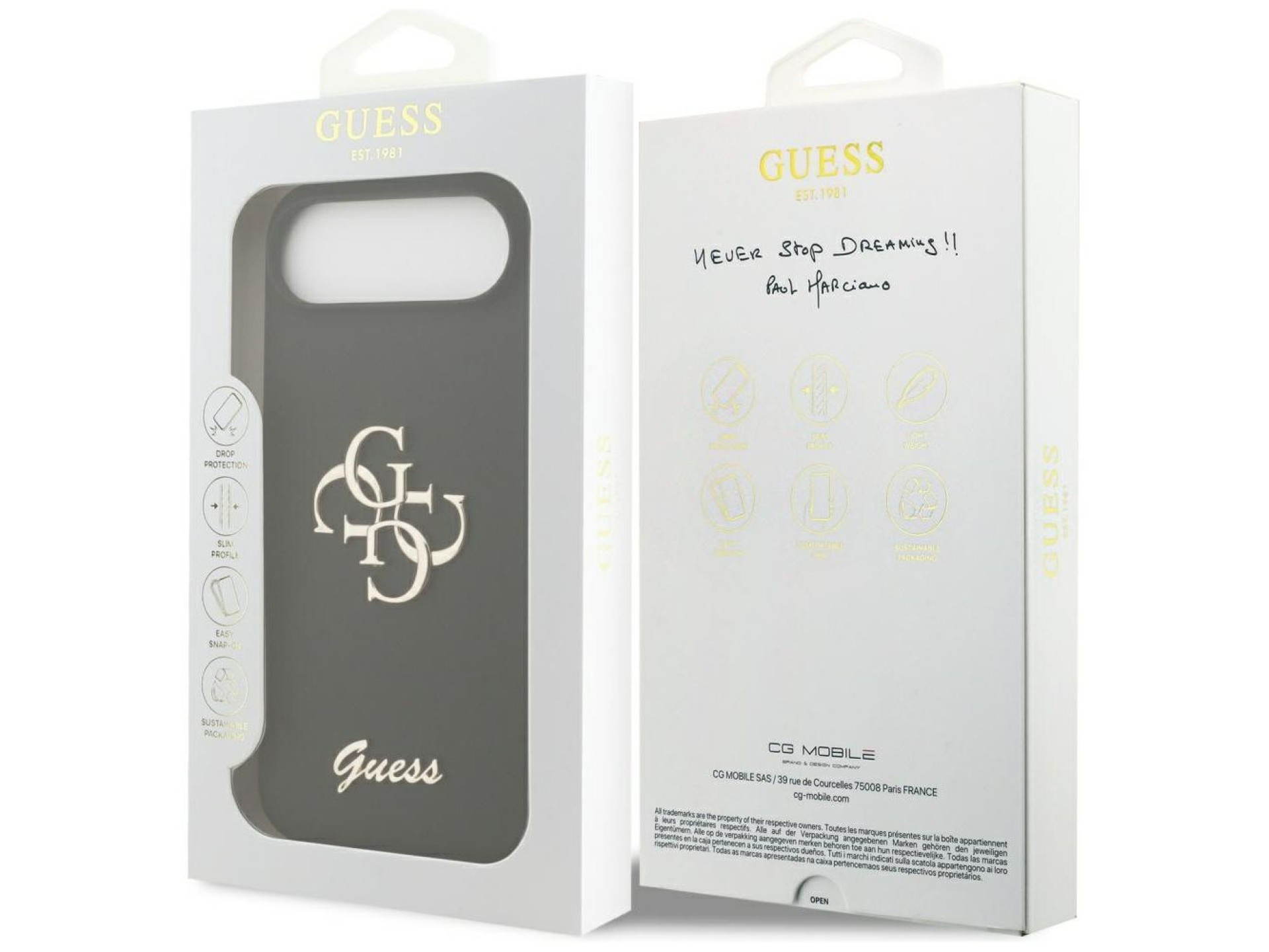 Funda Guess de silicona con el logotipo 4G grande para iPhone Air - negra