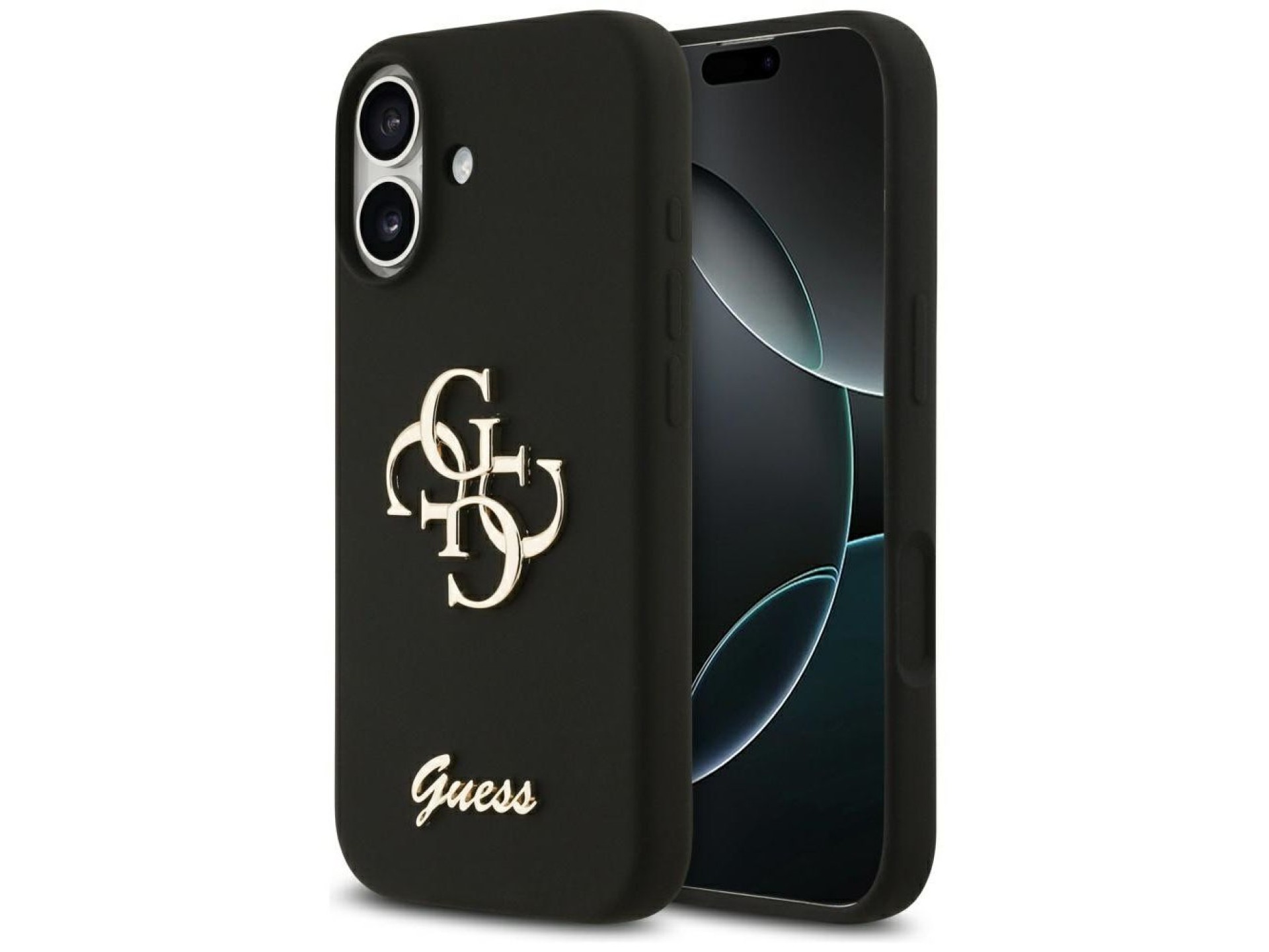 Funda Guess de silicona con el logotipo 4G grande para iPhone 17 - Negra