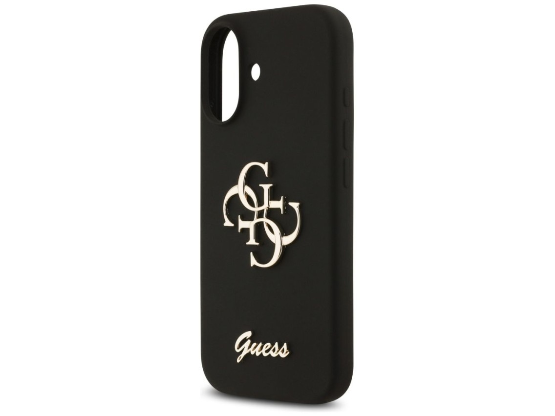 Funda Guess de silicona con el logotipo 4G grande para iPhone 17 - Negra