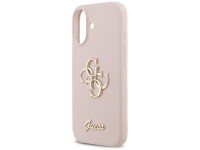Capa de silicone Guess com o logo 4G em letras grandes para iPhone 17 - Rosa Capa de silicone Guess com o logo 4G em letras grandes para iPhone 17 - Rosa