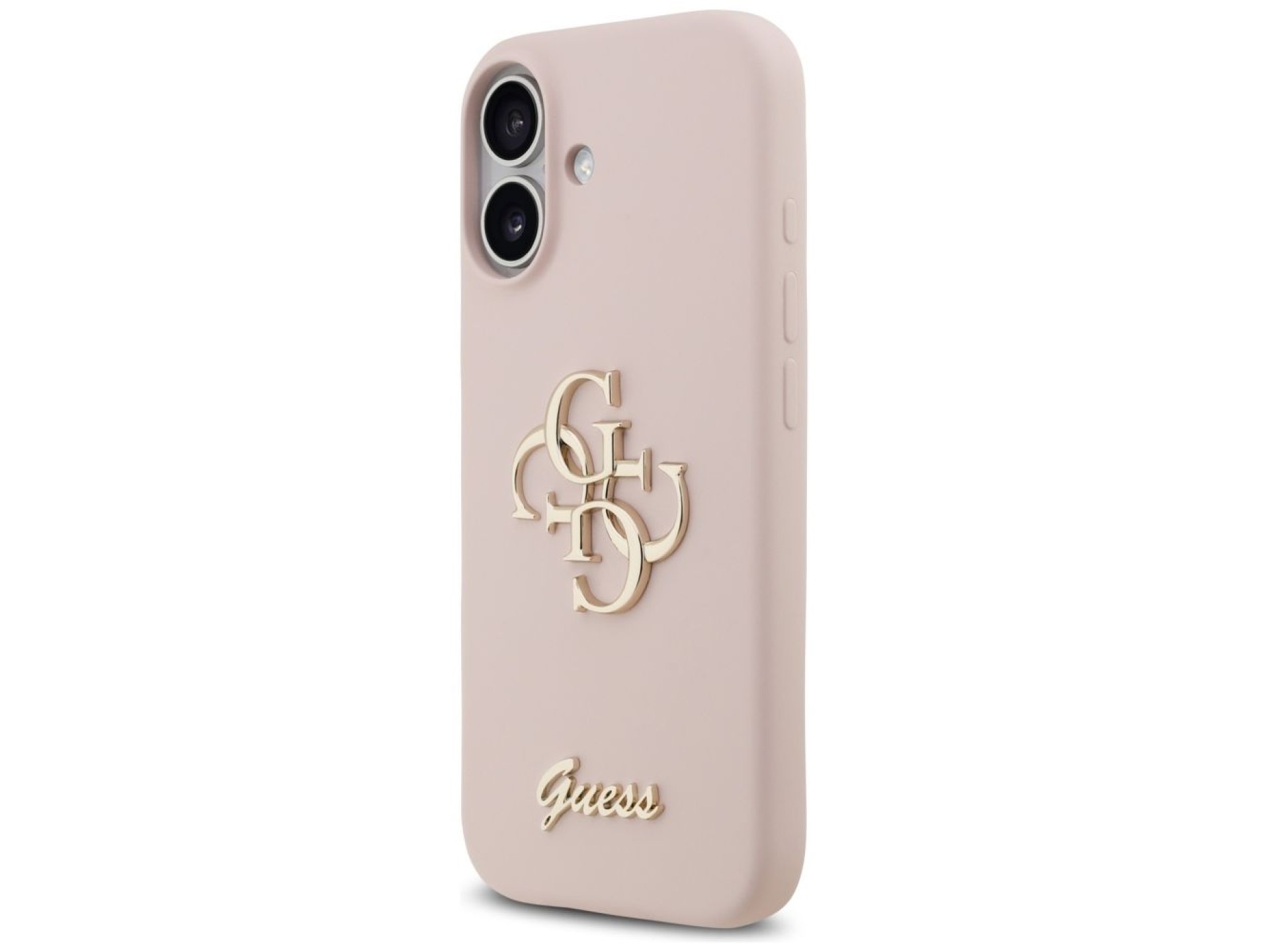 Capa de silicone Guess com o logo 4G em letras grandes para iPhone 17 - Rosa