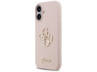 Capa de silicone Guess com o logo 4G em letras grandes para iPhone 17 - Rosa Capa de silicone Guess com o logo 4G em letras grandes para iPhone 17 - Rosa