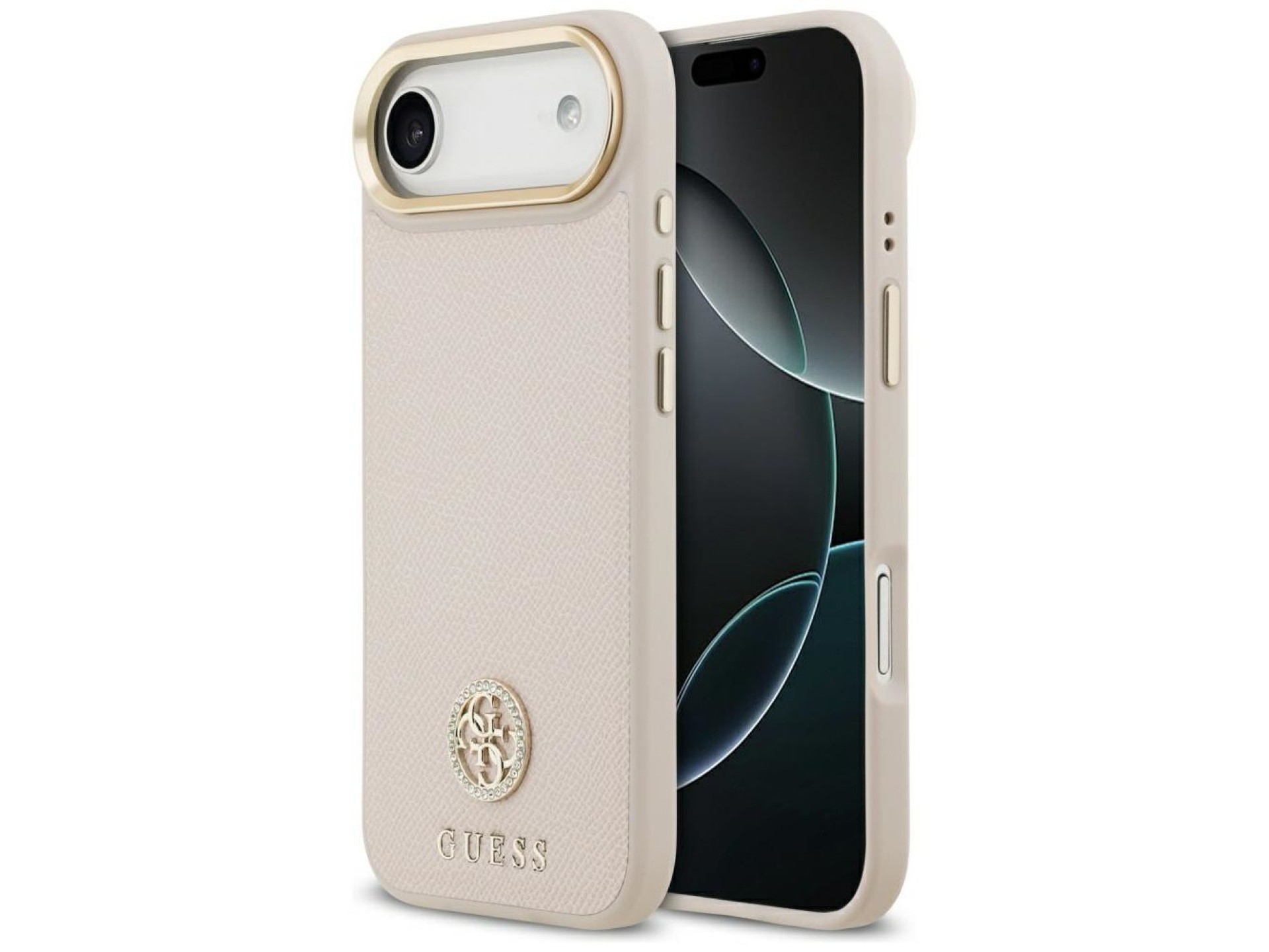 Funda Guess MagSafe para iPhone Air con logo y pedrería granulada - Rosa