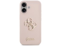 Capa de silicone Guess com o logo 4G em letras grandes para iPhone 17 - Rosa Capa de silicone Guess com o logo 4G em letras grandes para iPhone 17 - Rosa