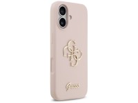 Capa de silicone Guess com o logo 4G em letras grandes para iPhone 17 - Rosa Capa de silicone Guess com o logo 4G em letras grandes para iPhone 17 - Rosa