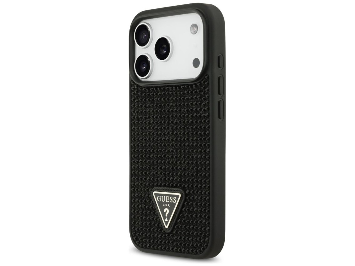 Capa Guess com Logo Triangular em Strass para iPhone 17 Pro - Preta