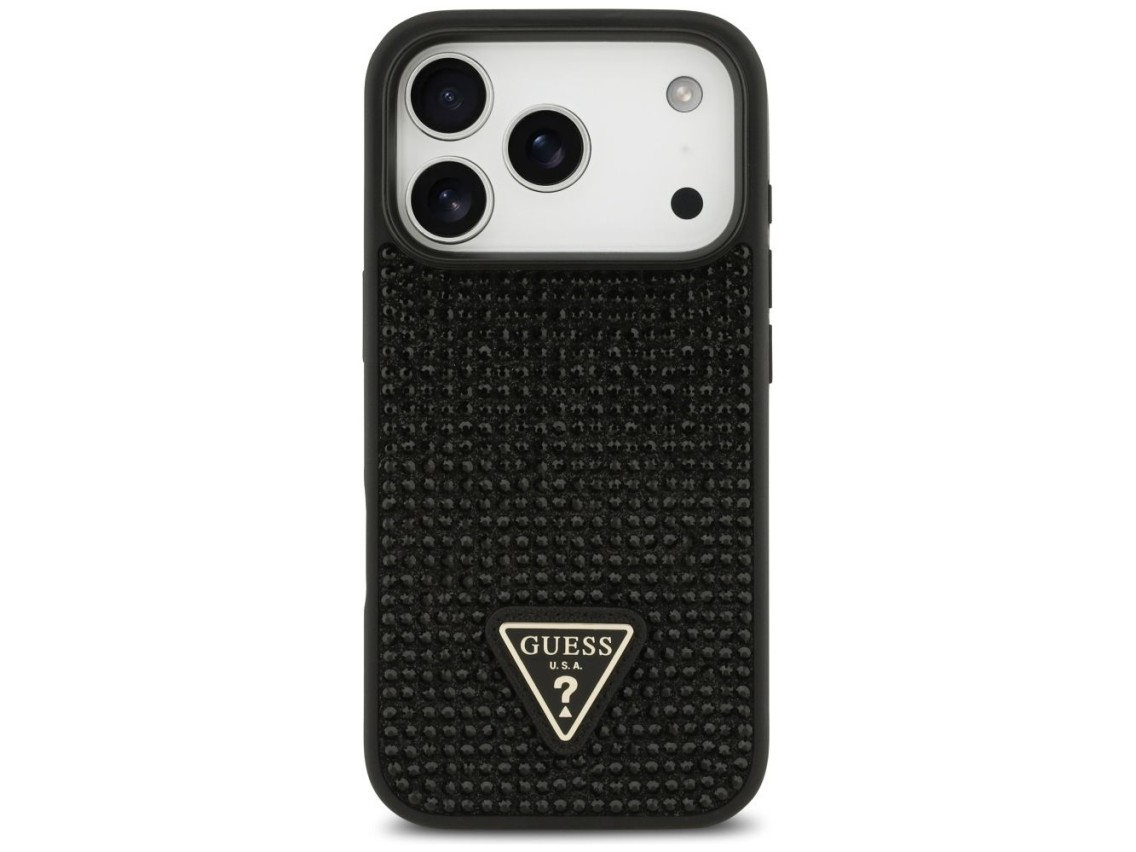 Capa Guess com Logo Triangular em Strass para iPhone 17 Pro - Preta