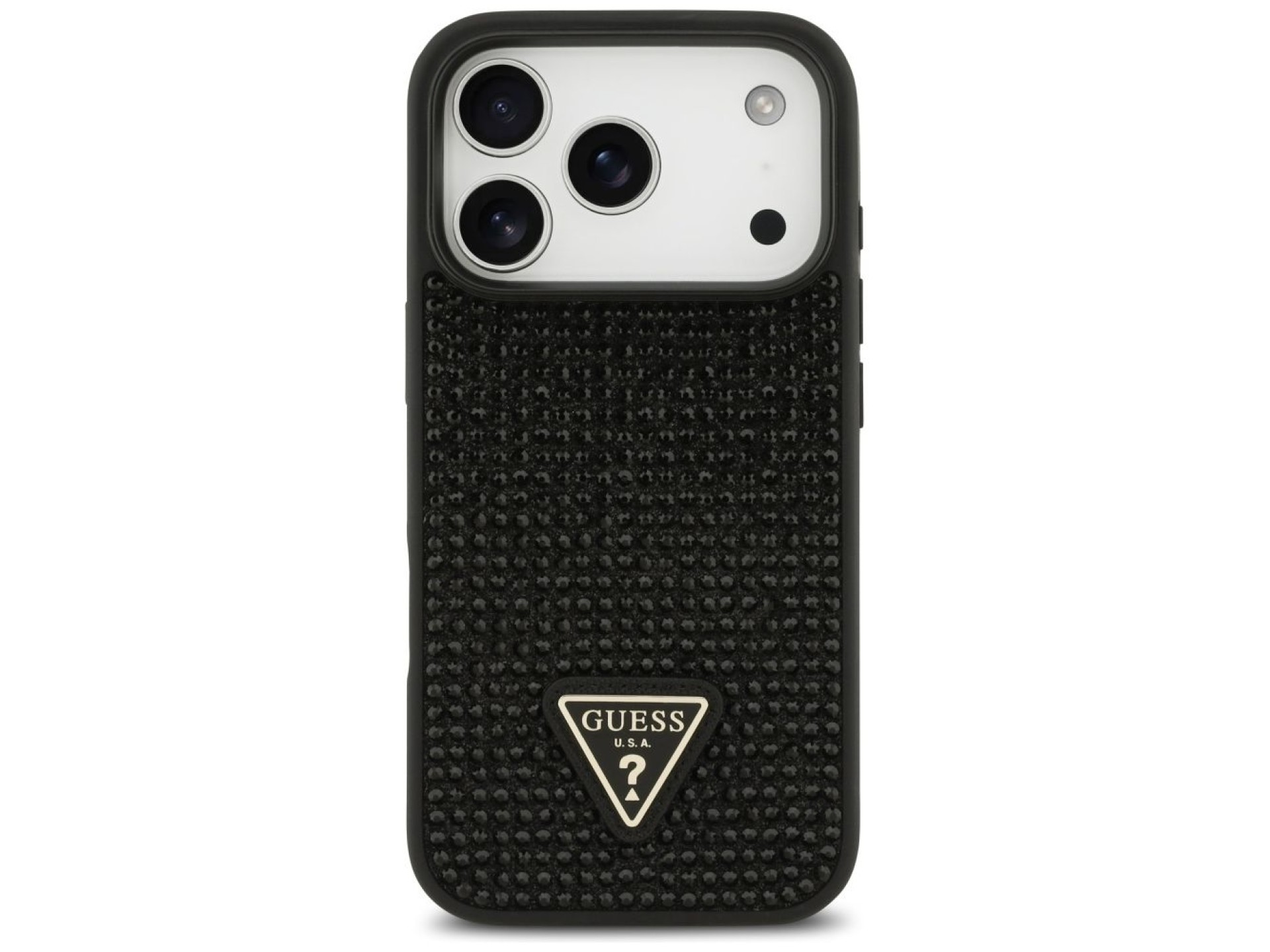 Capa Guess com Logo Triangular em Strass para iPhone 17 Pro - Preta