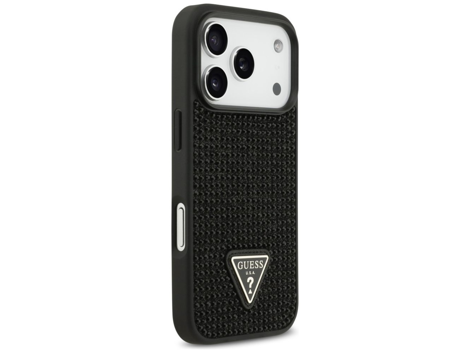 Capa Guess com Logo Triangular em Strass para iPhone 17 Pro - Preta