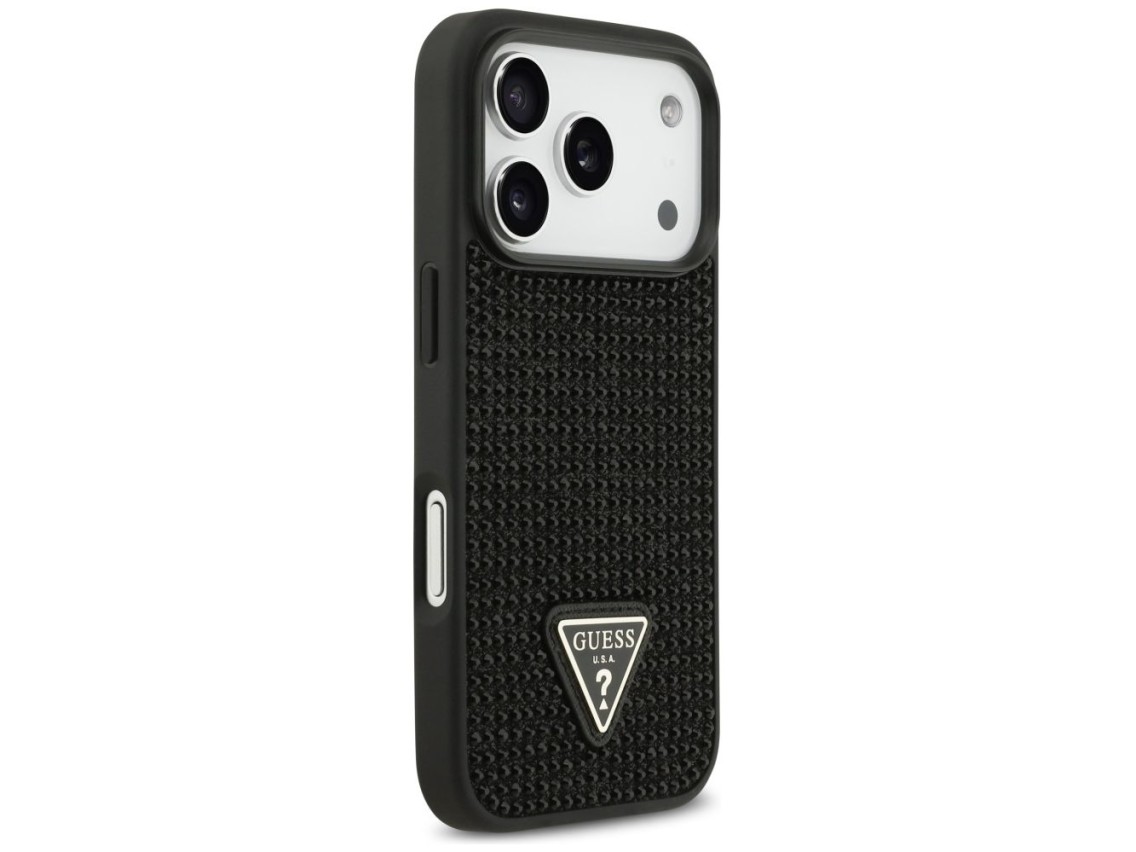 Capa Guess com Logo Triangular em Strass para iPhone 17 Pro - Preta