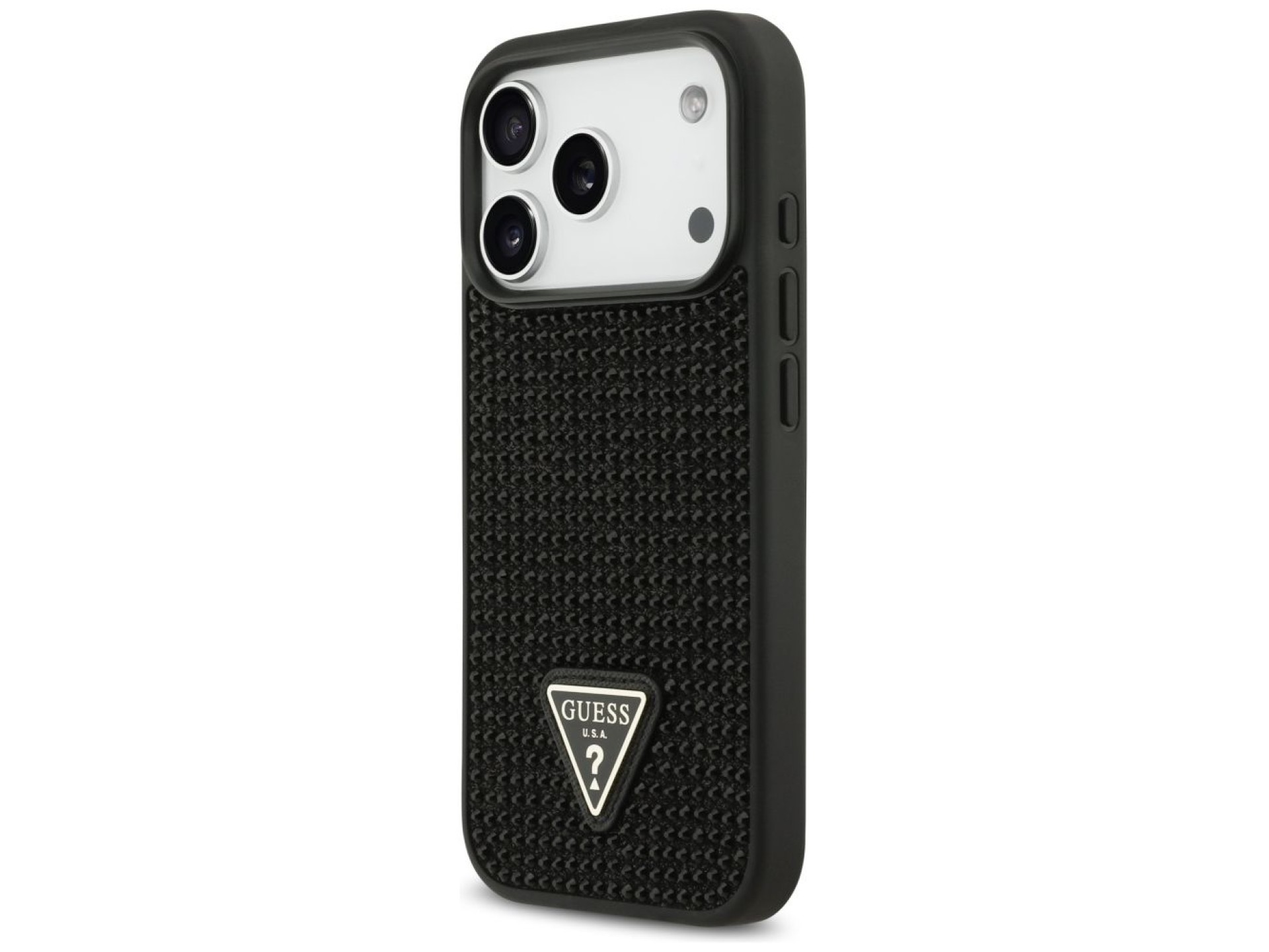 Capa Guess com Logo Triangular em Strass para iPhone 17 Pro - Preta