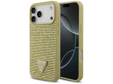 Guess Rhinestone Triangle Logo Case for iPhone 17 Pro Max - Gold