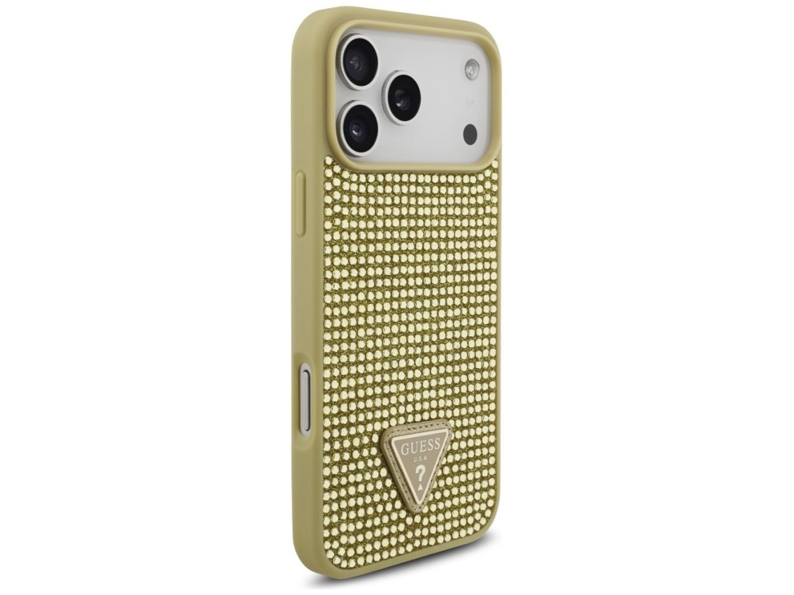 Guess Rhinestone Triangle Logo Case for iPhone 17 Pro Max - Gold
