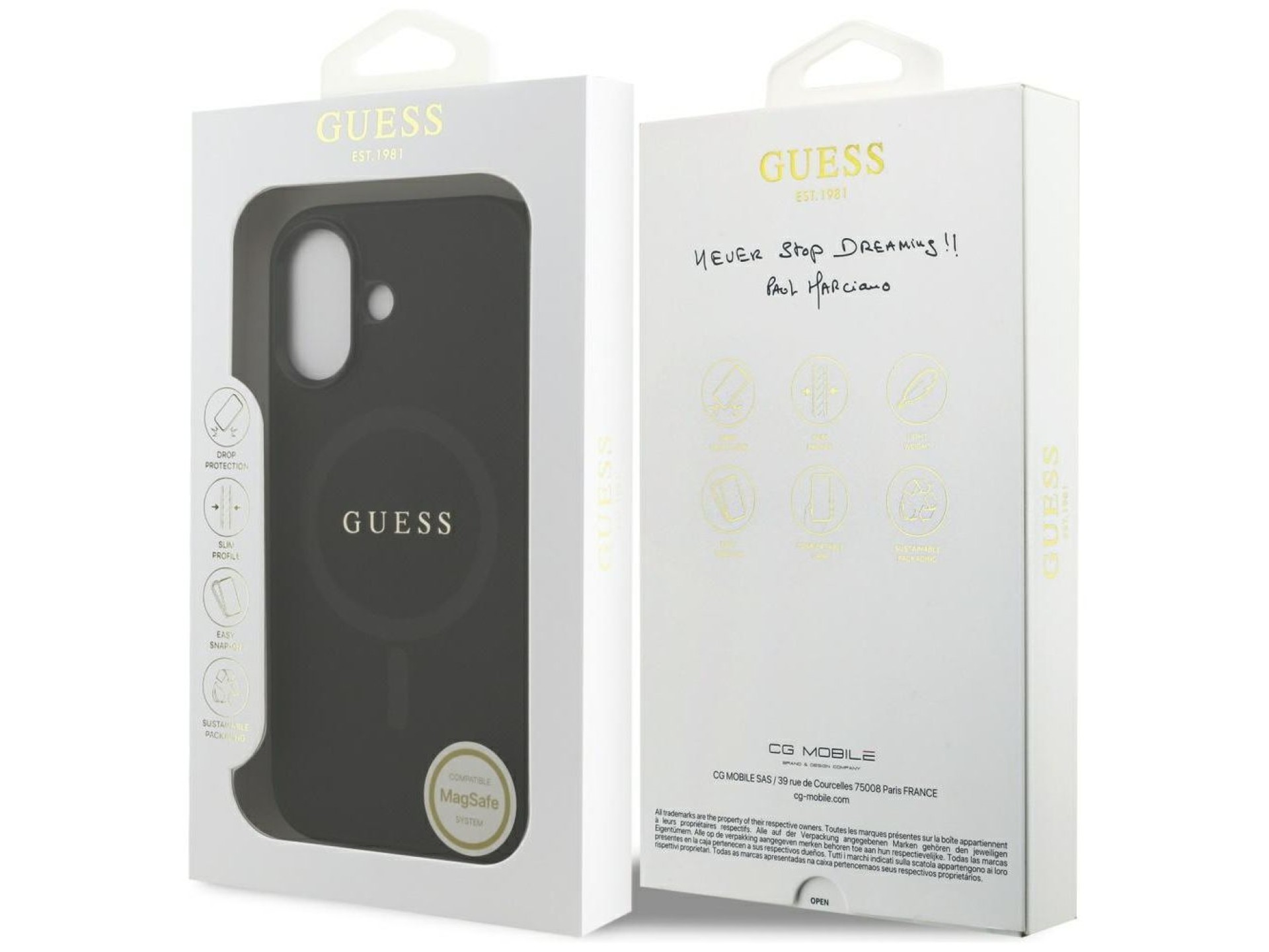 Guess Saffiano Classic Logo MagSafe case for iPhone 17 - black