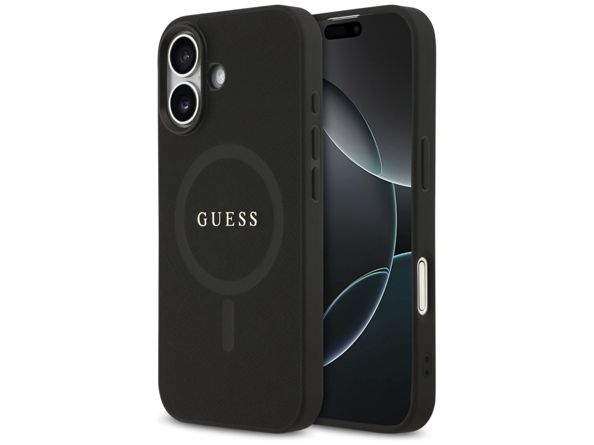 Guess Saffiano Classic Logo MagSafe case for iPhone 17 - black