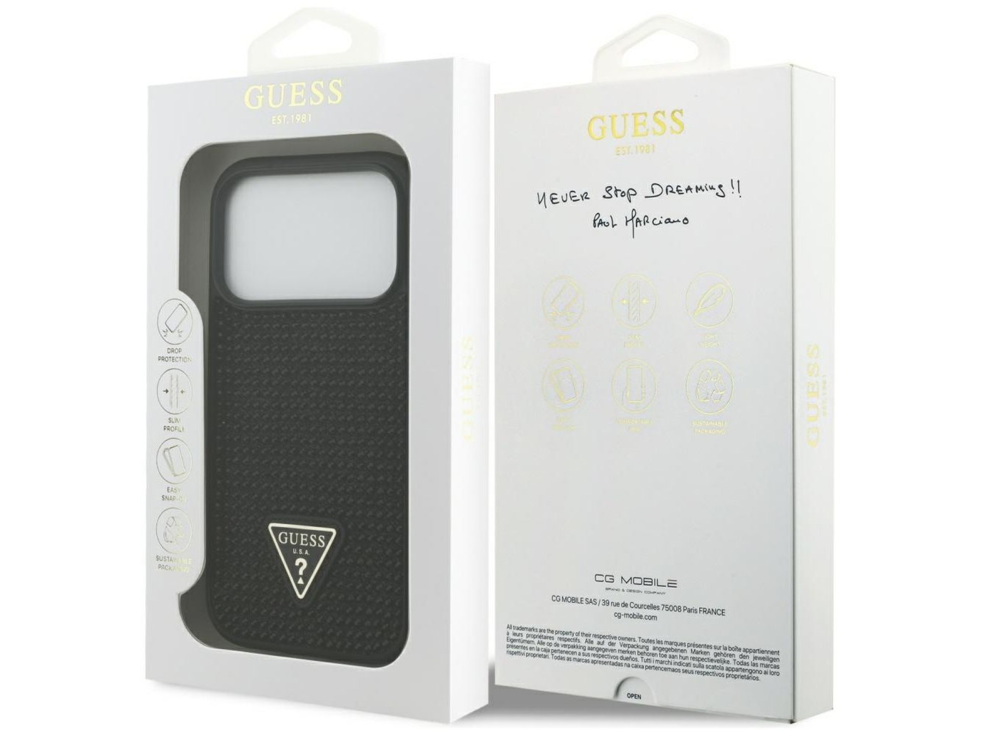 Capa Guess com Logo Triangular em Strass para iPhone 17 Pro - Preta