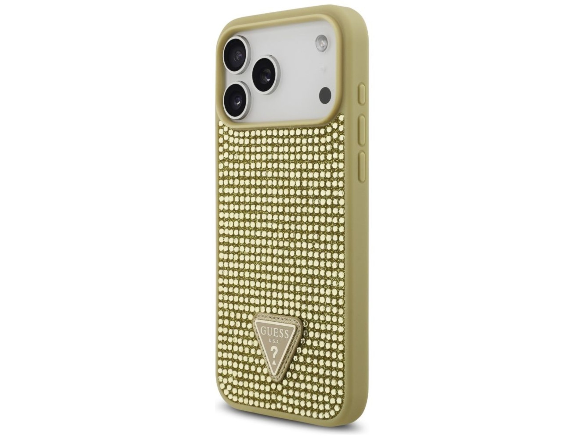 Guess Rhinestone Triangle Logo Case for iPhone 17 Pro Max - Gold